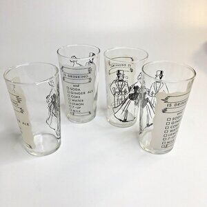 Federal Bar Juice Glass 4 Glasses Personalized Drinking Vintage Barware Drink
